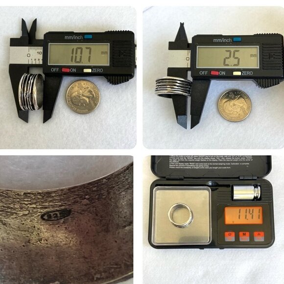 Sterling Silver 925 Modernist Brutalist Style Wide Spinner Band Ring Sz 9.75 11g - Picture 10 of 16